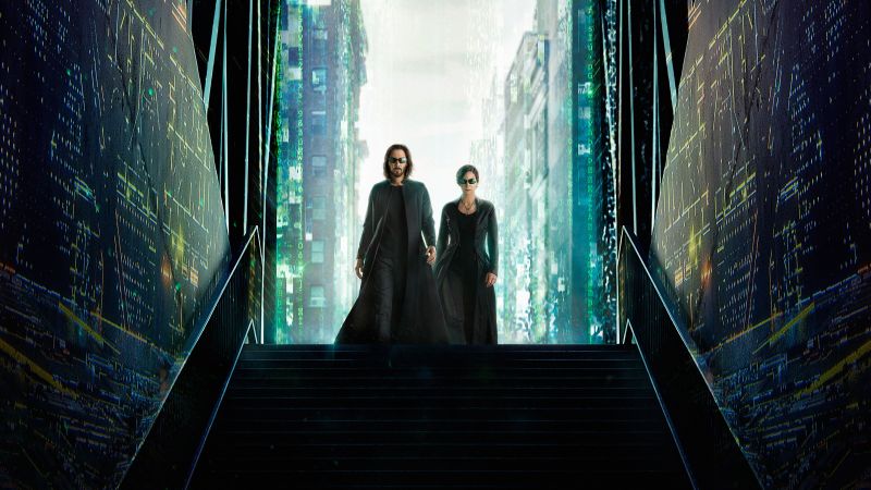 The Matrix Resurrections, Keanu Reeves, Carrie-Anne Moss, Neo, Trinity, 2021 Movies, Wallpaper