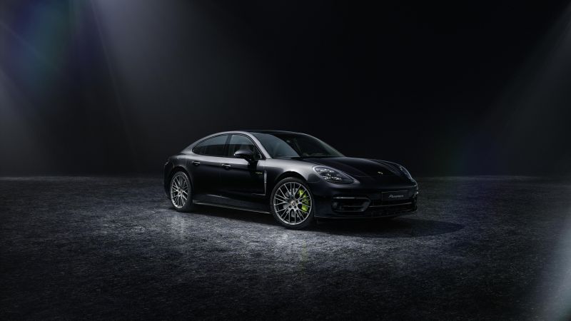 Porsche Panamera 4 E-Hybrid Platinum Edition, 2021, Dark background, Black Edition, Wallpaper