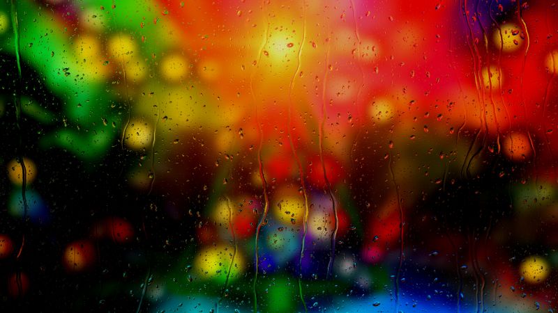 Rain drops bokeh background multicolor window texture 5k 