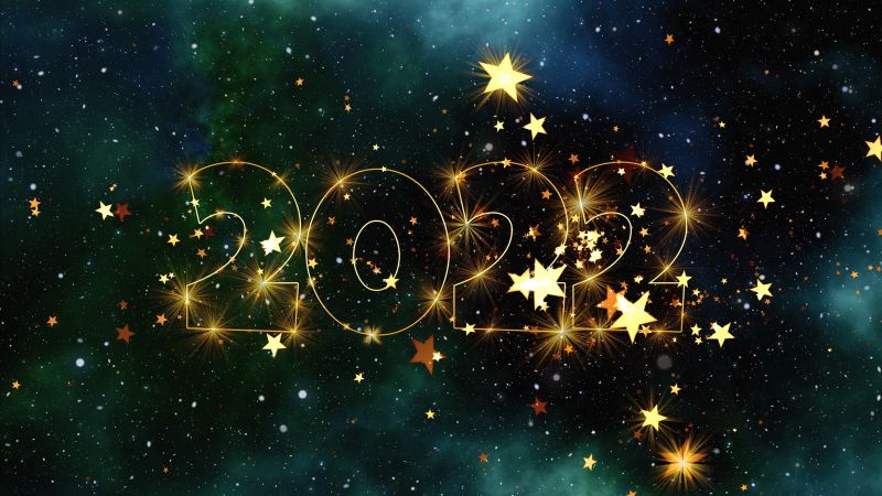 2022 New Year, Glowing Stars, Happy New Year, Galaxy, Starry sky, 5K, Wallpaper