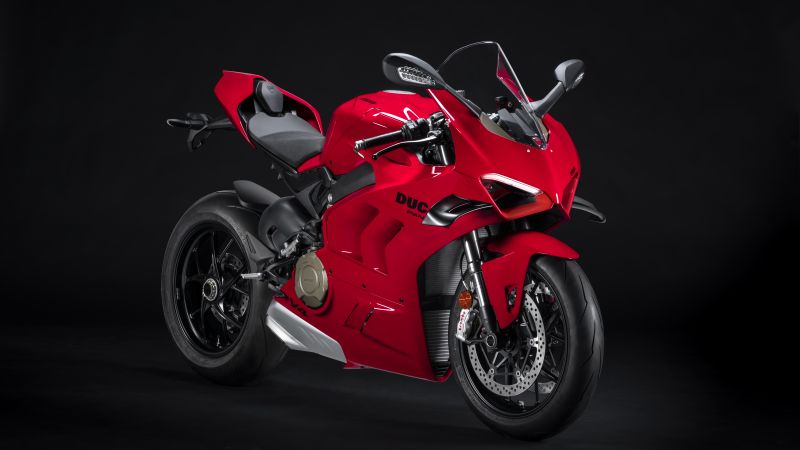 Ducati Panigale V4, Sports bikes, 2022, Red bikes, Dark background, 5K, 8K, Wallpaper