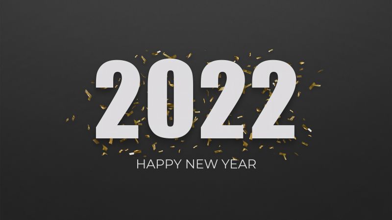 2022 New Year, Happy New Year, Black background, 5K, Wallpaper