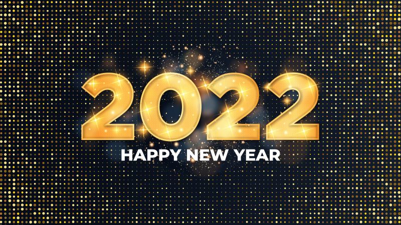 2022 New Year, Happy New Year, Glitter, Golden dots, 5K, Wallpaper