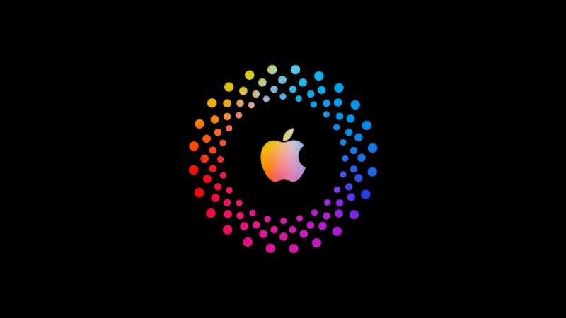 Apple, Colorful, Black background, Apple logo, AMOLED, Vivid, Apple MacBook Pro, 5K