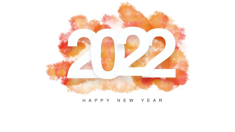 2022 New Year, Happy New Year, White background, 5K, Wallpaper