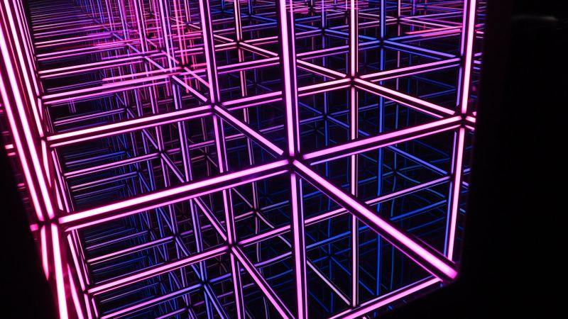 Purple Lines, Light show, Interlink, Connections, Pattern, Geometrical, Illusion, , Wallpaper