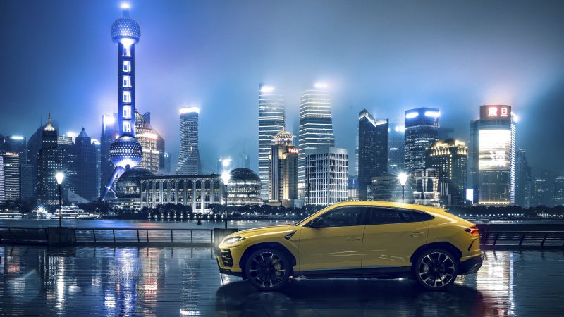 Lamborghini Urus, Anniversary, 2021, Oriental Pearl TV Tower, Shanghai, China, Wallpaper