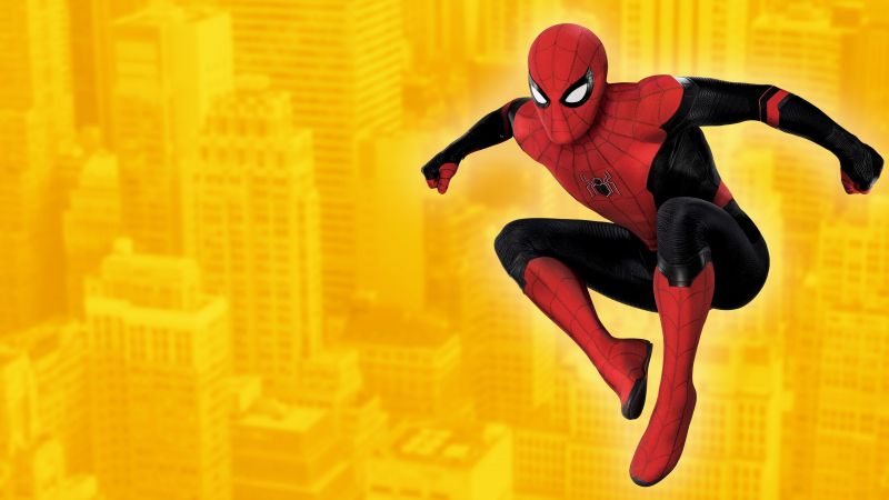 Spider-Man: Far from Home, Marvel Superheroes, Marvel Comics, Yellow background, Wallpaper
