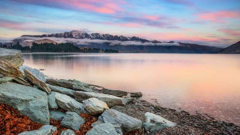 Mountains, Queenstown, Lake Wakatipu, Landscape, New Zealand, 5K, Wallpaper