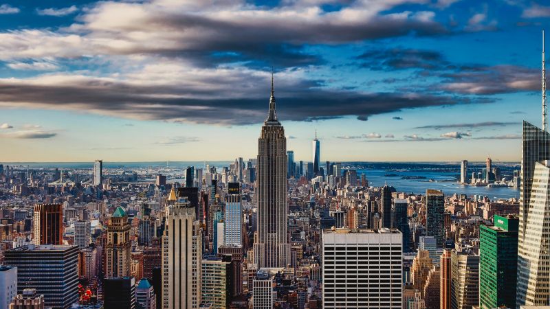Empire State Building, New York City, Skyline, Manhattan, USA, 5K, 8K, Wallpaper
