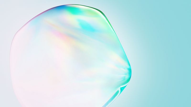 Samsung Galaxy Note10, Bubble, Green, Stock, Android 10, Wallpaper