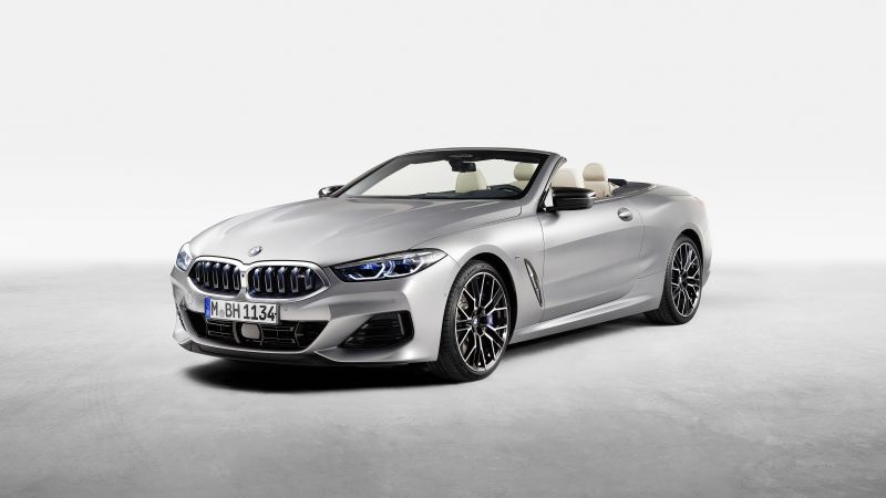BMW M850i xDrive Cabrio, 2022, 5K, 8K, White background, Wallpaper