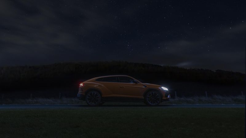 Lamborghini Urus, Night, Starry sky, 5K, Wallpaper