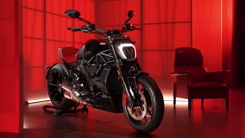 Ducati XDiavel Nera, 8K, Limited edition, Sports cruiser, Red background, 2022, 5K, Wallpaper