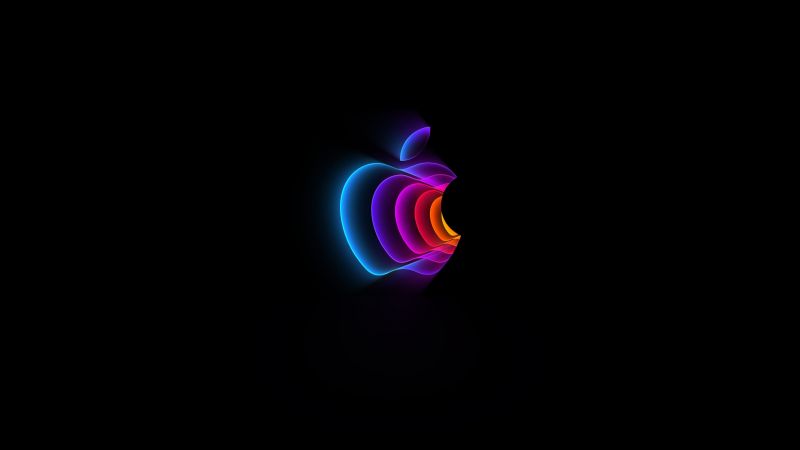 Apple Event 2022, Colorful, Apple logo, Black background, AMOLED, 5K, Wallpaper
