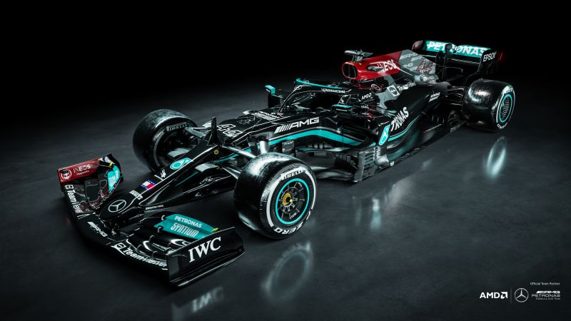 Mercedes-AMG F1 W12 E Performance, Formula One cars, Formula E racing car, Dark background, Wallpaper