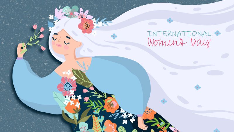 Women's Day, March 8th, Girly backgrounds, Dream, Floral, Illustration, Happy, 5K, 8K, Wallpaper