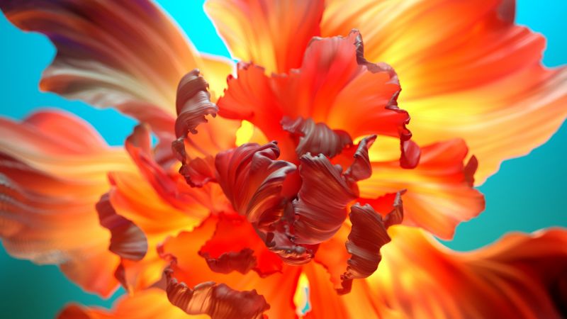 Orange flower, Floral Background, Colorful, 3D background, Digital Art, Wallpaper