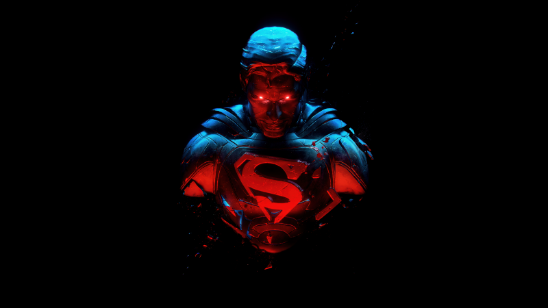 Superman, Man of Steel, Black background, DC Comics, DC Superheroes, AMOLED, Wallpaper