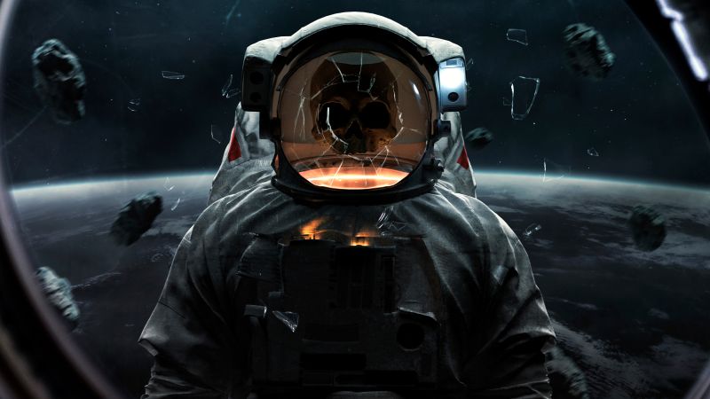 Ghost, Skull, Astronaut, Spacesuit, Death, Horror, Outer space, Wallpaper