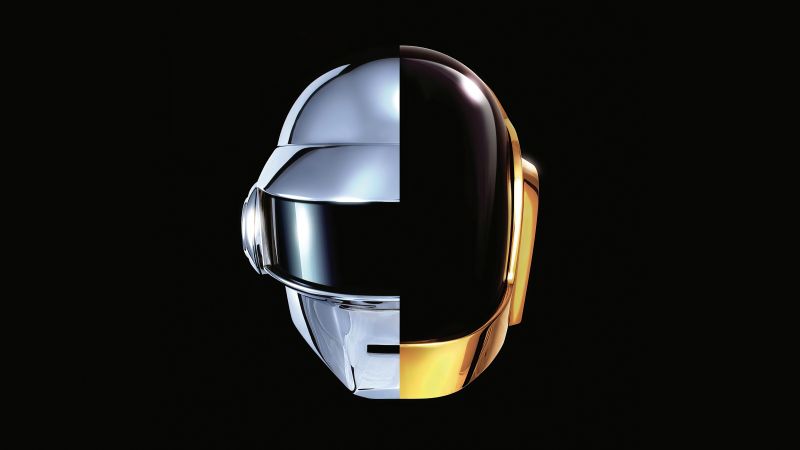 Daft Punk, AMOLED, Electronic music duo, French, Daft Punk Helmet, Black background, 5K, 8K, Wallpaper