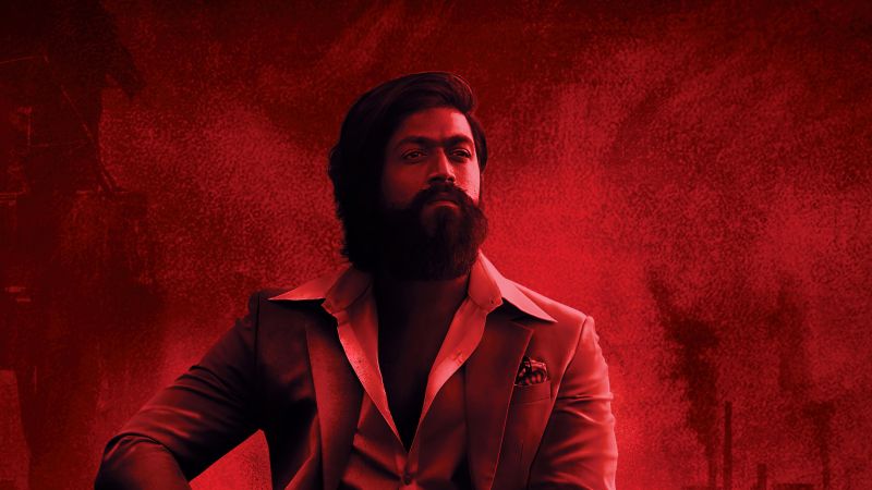 KGF: Chapter 2, Yash, Indian movies, 2022 Movies, Red background, Wallpaper