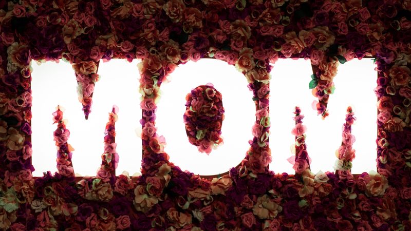 Happy Mother's Day, Mom, Glowing text, Floral Background, Flowers, Wallpaper