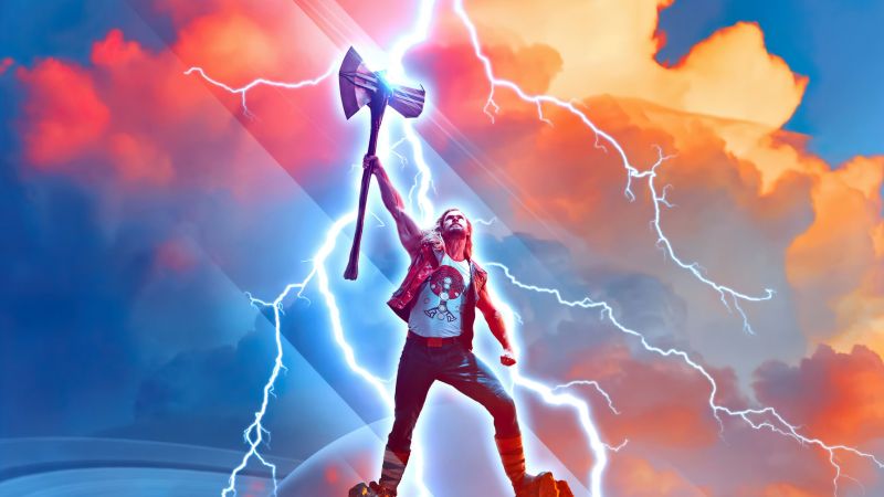Thor: Love and Thunder, 2022 Movies, Chris Hemsworth as Thor, Stormbreaker, Thor Hammer, Marvel Comics, Marvel Superheroes, Wallpaper