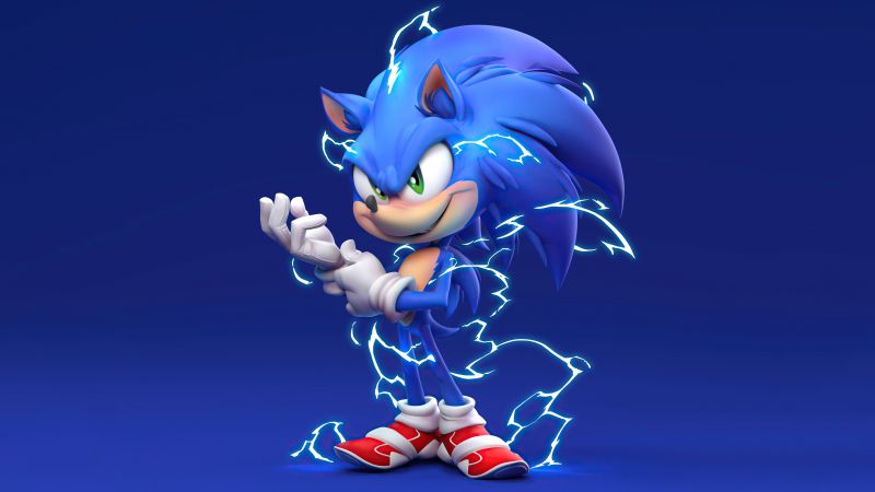 Sonic the Hedgehog, Blue background, 5K, Wallpaper