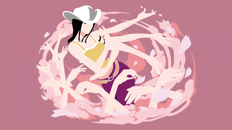 Nico Robin, One Piece, Pink background, Minimal art, Wallpaper