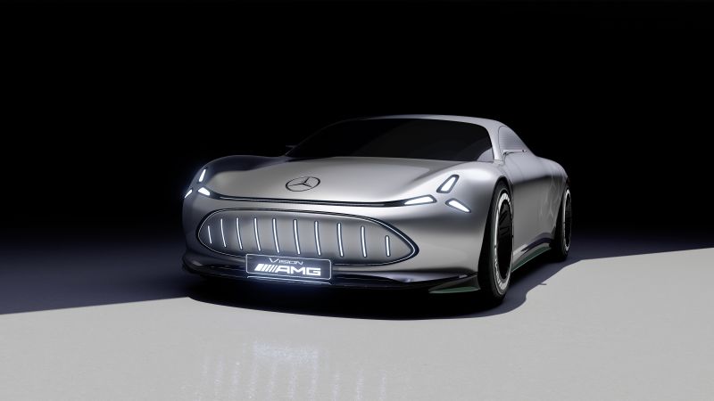 Mercedes-Benz Vision AMG Concept, Electric cars, 2022, Dark background, 5K, Wallpaper