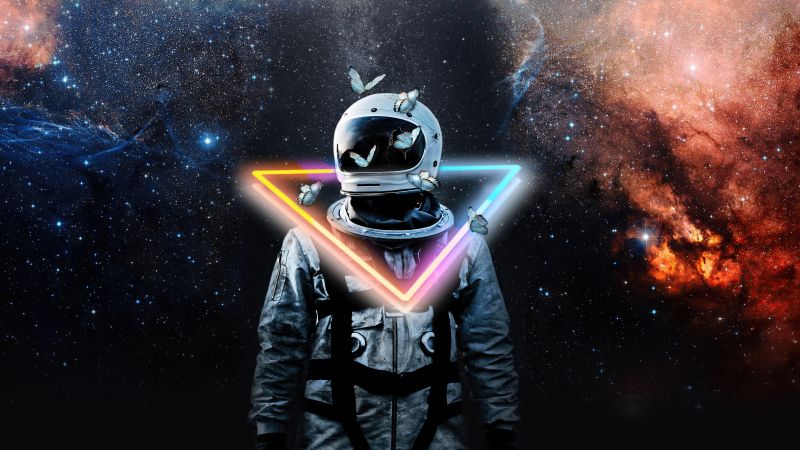 Astronaut, Galaxy, Space suit, Dream, Triangle, Butterflies, Milky Way, Aesthetic