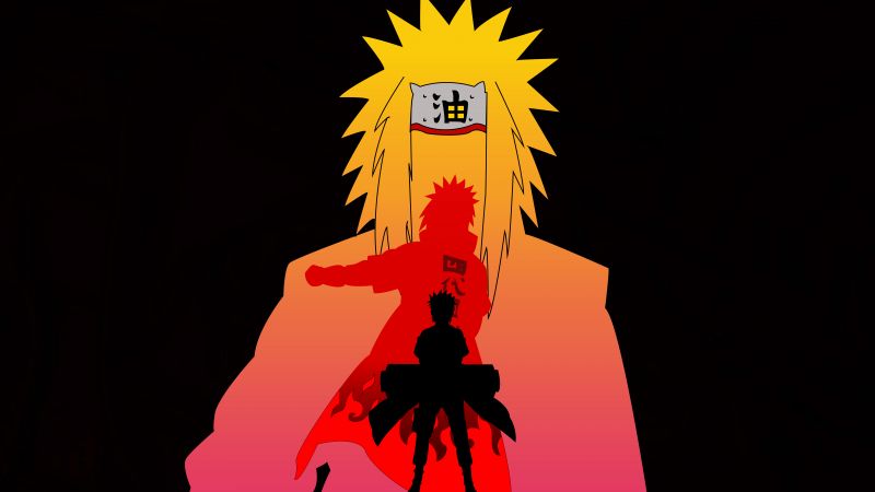 Naruto Uzumaki, Minato Namikaze, Black background, AMOLED, 5K, 8K, Wallpaper