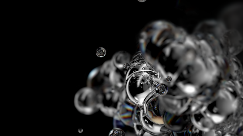 Bubbles, Liquid, Black background, Macro, Samsung Galaxy S20, Stock, Wallpaper