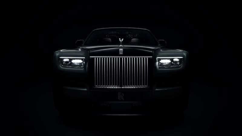 Rolls-Royce Phantom Series II, Black cars, Black background, 2022, 5K, 8K, Wallpaper