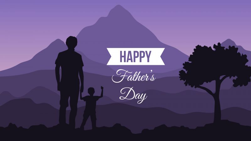 Happy Fathers Day, Best Dad, Silhouette, Father's Day, Son, Mountain, Wallpaper