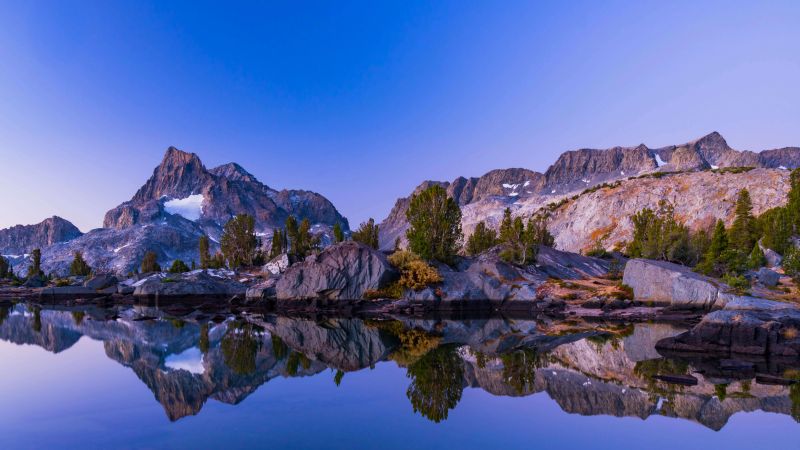 Banner Peak, Thousand Island Lake, Ansel Adams Wilderness, California, Reflection, Landscape, 5K, Wallpaper