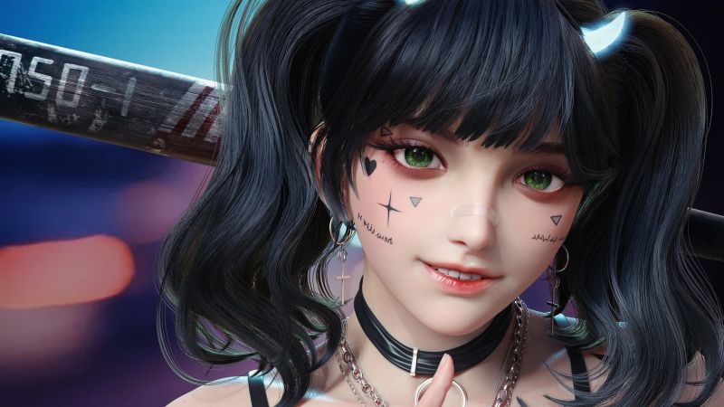 Anime girl, CGI, Digital Art, Wallpaper