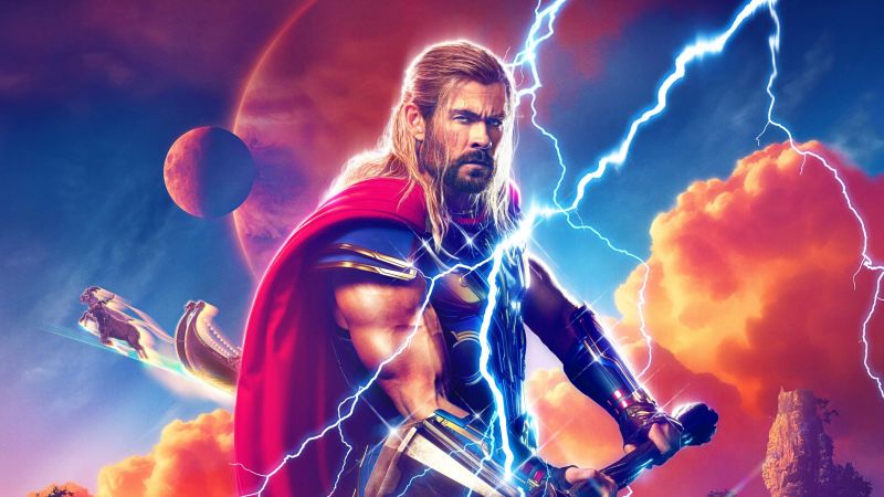 Thor: Love and Thunder, Chris Hemsworth, Stormbreaker, 2022 Movies, Wallpaper