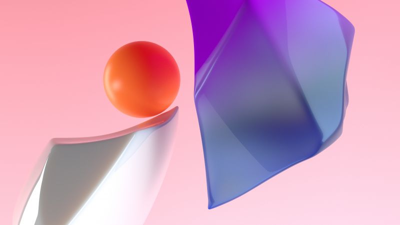 Sphere, Shapes, Peach background, 5K, Wallpaper