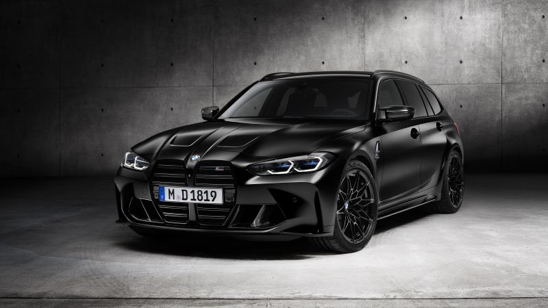 BMW M3 Competition Touring, Black cars, 2022, 5K, Wallpaper