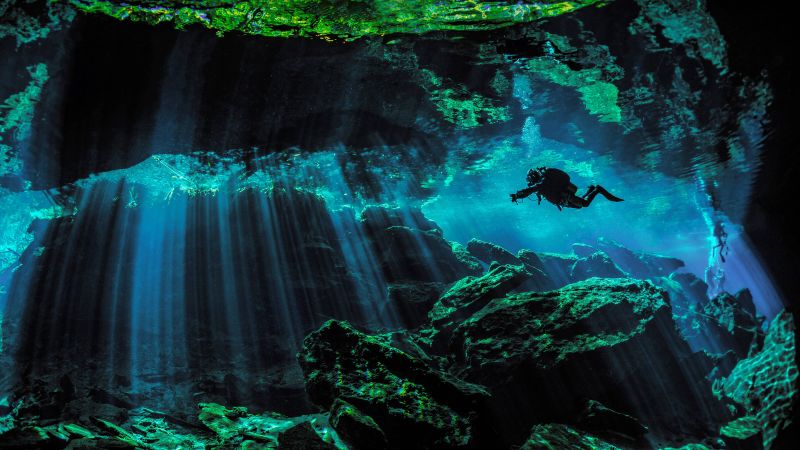 Scuba Diver, Underwater, Under the Sea, Scuba diving, Sun rays, Wallpaper
