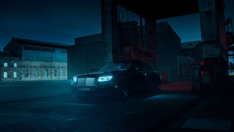 Rolls-Royce Black Badge Ghost, 2022, Night, 5K, 8K, Wallpaper