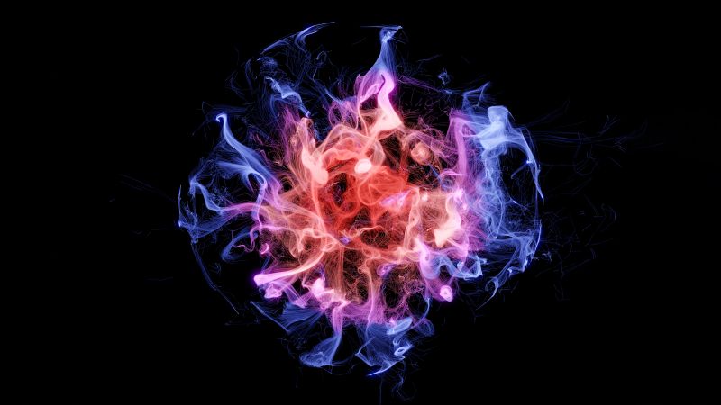 Colorful smoke, Black background, Explosion, Contained, Experiment, 5K, AMOLED, Wallpaper