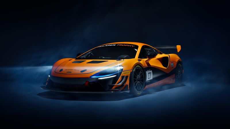 McLaren Artura Trophy, Race cars, Dark background, 2022, 5K, 8K, Wallpaper