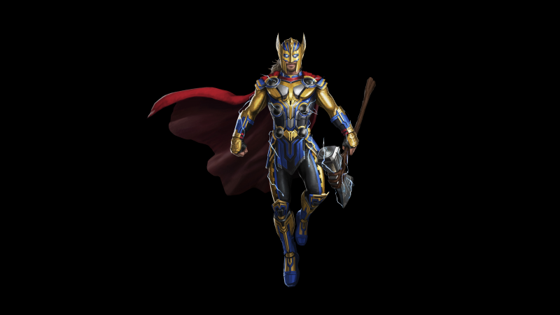 Thor, Stormbreaker, Thor: Love and Thunder, Thor axe, Marvel Superheroes, Black background, 5K, Wallpaper