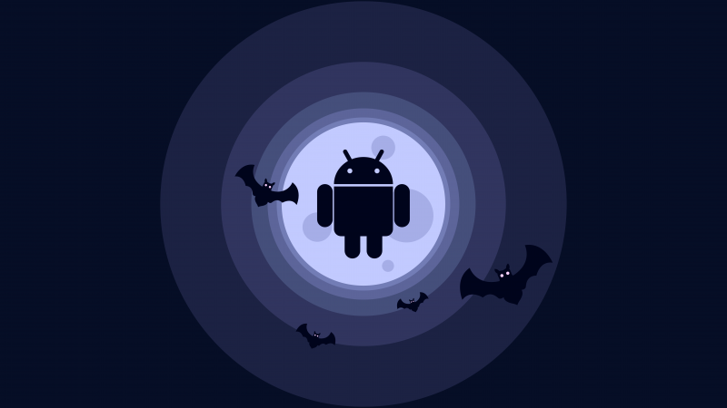 Android, Bats, Material Design, Dark background, Silhouette, 5K, 8K, Wallpaper
