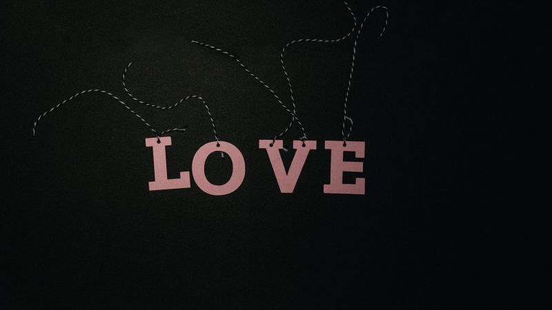 Love text, Pink text, Dark background, Paper crafts, 5K, Wallpaper