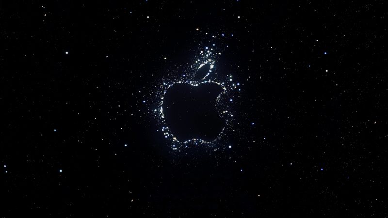 Apple Event 2022, iPhone 14, Apple logo, Dark background, Night sky, 5K, Dark aesthetic, Wallpaper