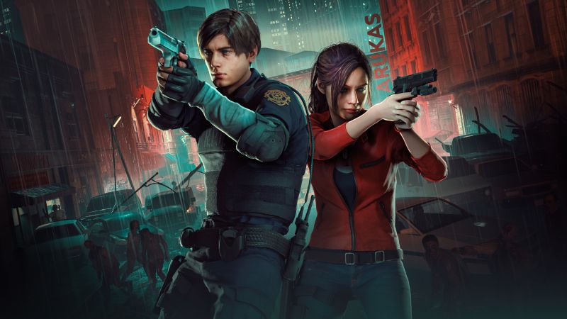 Resident Evil 2, Leon S. Kennedy, Claire Redfield, PC Games, PlayStation, 5K, Wallpaper